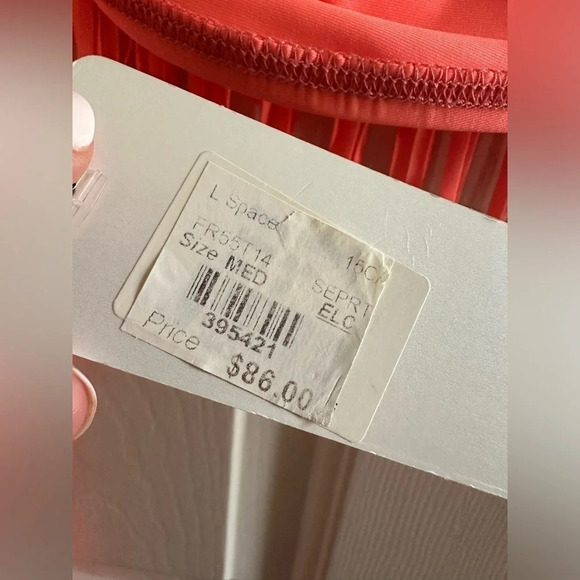 L Space l*space ELECTRIC CORAL Dolly Knotted Fringe Bateau Bikini Top Neon Sexy - Picture 7 of 9